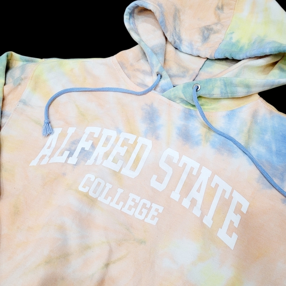 Vintage Alfred State College Tie Dye Hoodie Sweatshirt Top Size: XS